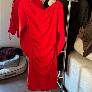 Elegant Red Draped Dress
